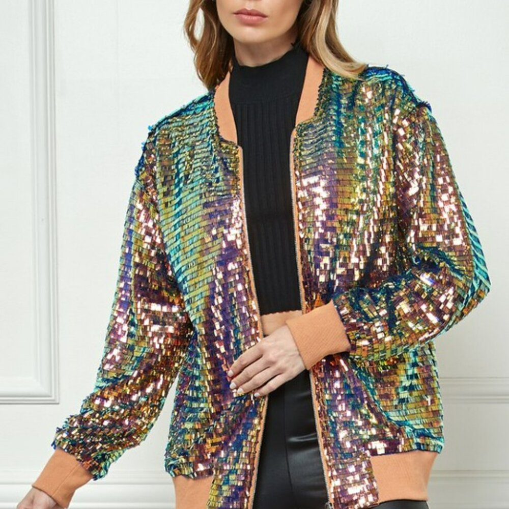 Sequin Bomber Jacket - Multicolor - Picture 9 of 9
